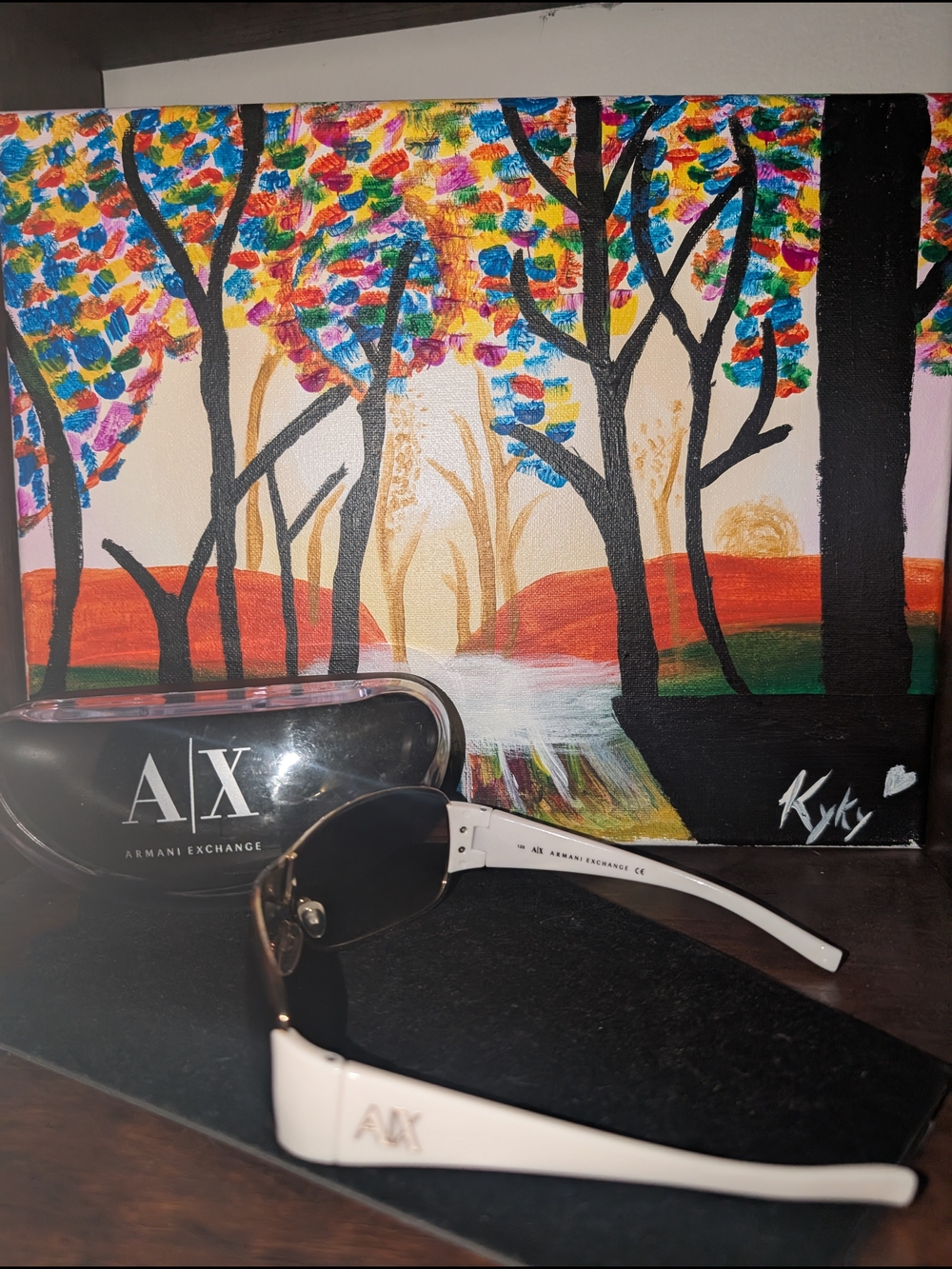 Armani Exchange Sunglasses in Black with Gold Accents - Picture 2 of 6